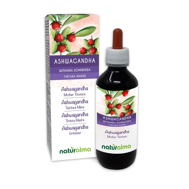 Ashwagandha or Indian Ginseng (Withania somnifera) Roots Alcohol-Free Mother Tincture Naturalma - Liquid Extract Drops 200 ml - Food Supplement - Vegan 200 ml (Pack of 1)