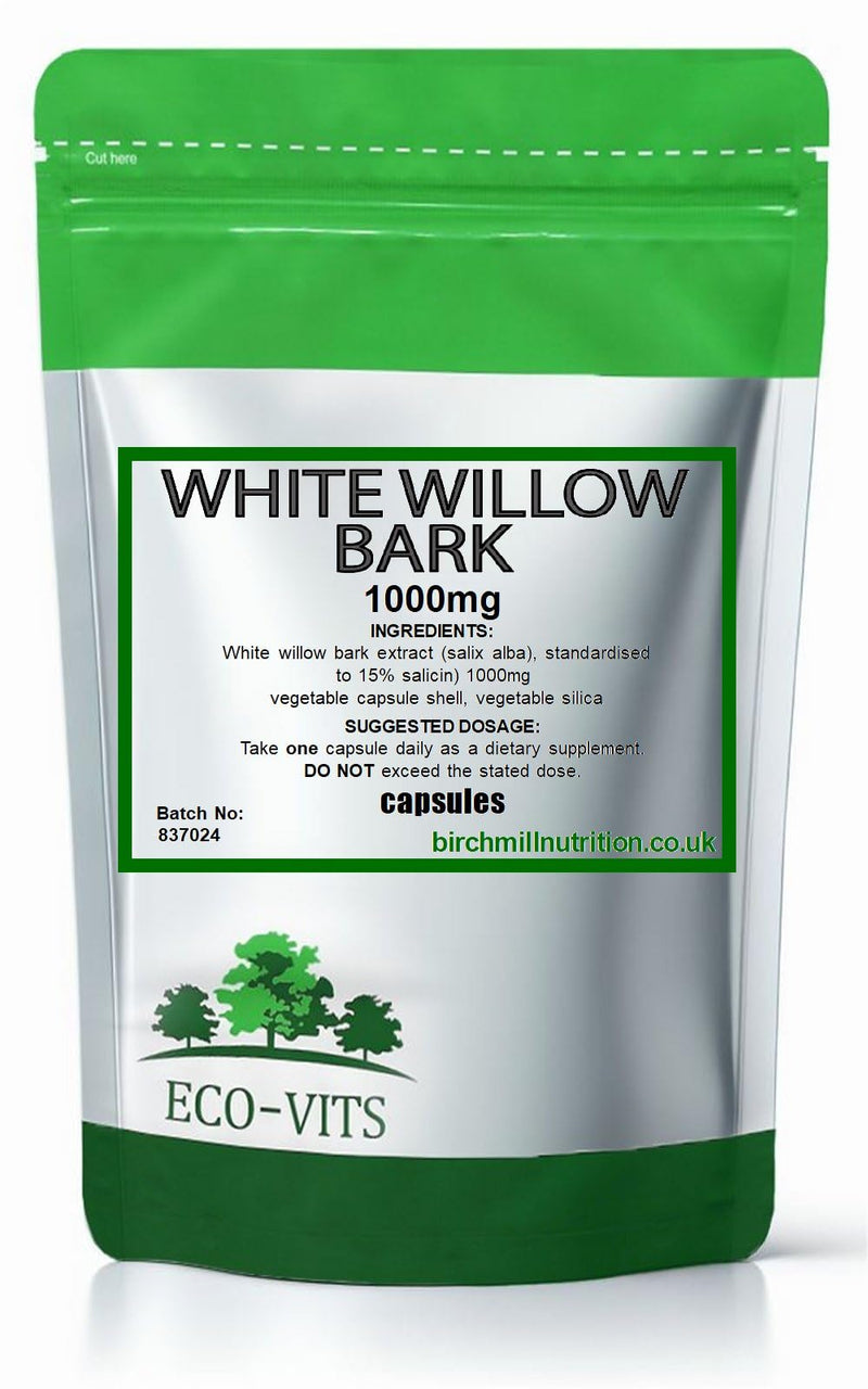 White Willow Bark 1000mg Herbal Supplement, 120 Capsules, Natural Pain Relief & Joint Support, Anti-Inflammatory for Back, Muscle & Joint Comfort