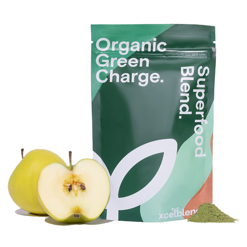 Green Charge Organic Greens Powder 150g - Pharmacist-Formulated for Digestion, Boost Immunity & Lower Stress | Ashwagandha, Moringa, Barleygrass, Spirulina, Chlorella, Apple,Lucuma