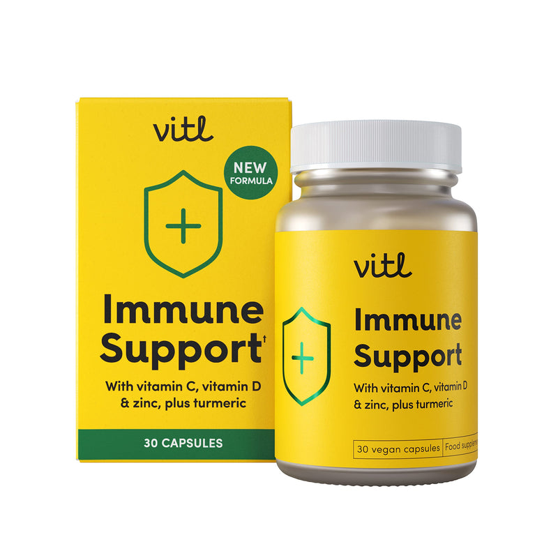 Vitl Immune Support Supplement - 30 Vegan Capsules - with Vitamin D, Vitamin C, Folate, Zinc, Turmeric & Elderberry Extracts - 1 Month Supply 30 count (Pack of 1)
