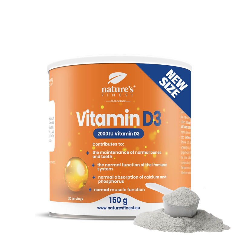 Nature's Finest by Nutrisslim Vitamin D3 Powder 2000 IU, 150 g - 30 Servings - High-Dose Vitamin D for Immune Support, Bone & Muscle Health - Optimal Absorption, Sugar-Free, Lemon Flavor 150 g (Pack of 1)