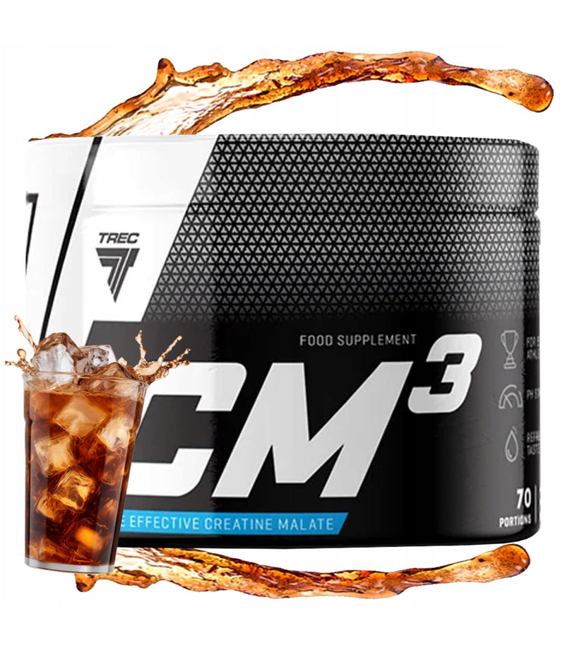 Trec Nutrition CM3 Tri-Creatine Malate Powder for Performance and Muscle Power | 6650 mg Creatine Per Serving | Made in EU (250g, White Cola) 250g