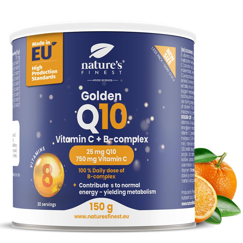 Nature's Finest by Nutrisslim Golden Q10, High Strength Coenzyme Q10, Potent Q10 Supplements for Vitality, CQ10 Supplement Formula, Co Q10 Supplement for Energy Orange 150g (Single)