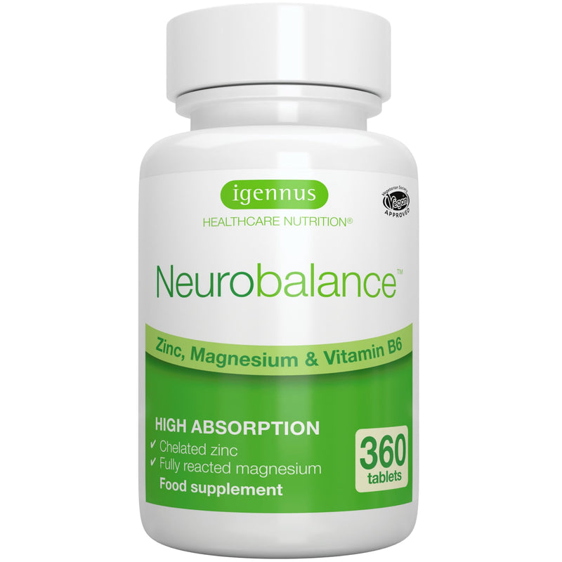 Igennus Neurobalance High Strength Zinc Magnesium & B6 Complex for Cognitive Support, Calm Focus & Relaxation, 360 Small Tablets, Chelated Zinc & Gentle Higly Absorbable Fully Reacted Magnesium 360 count (Pack of 1)