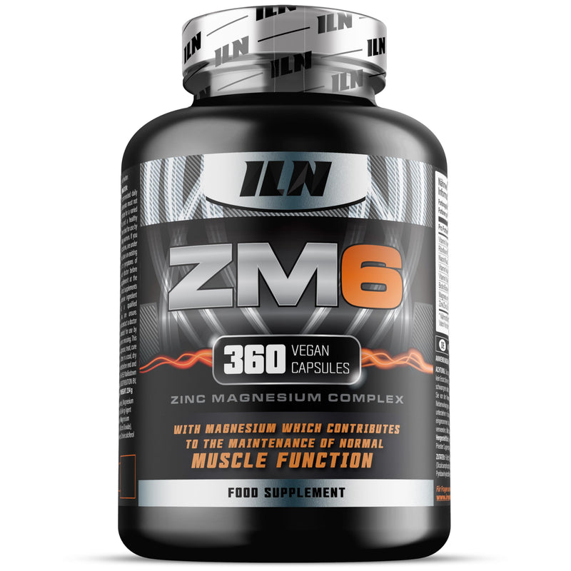 ZM6 - High Strength Zinc Magnesium Supplement for Men and Women - Zinc and Magnesium Tablets for Normal Muscle Function (360 Vegan Capsules) 360 count (Pack of 1)