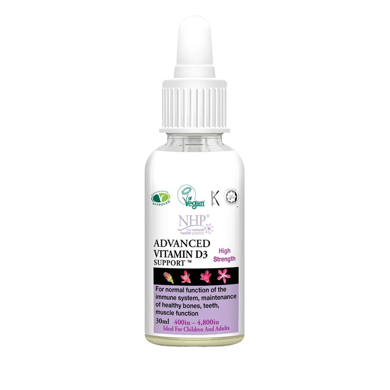 NHP Advanced Vitamin D3 Support - Vegan Blackcurrant Liquid for Healthy Bones, Teeth & Immune System – 100% Active Ingredients, Free from Gluten, Dairy & Excipients – Easy-to-Take Supplement