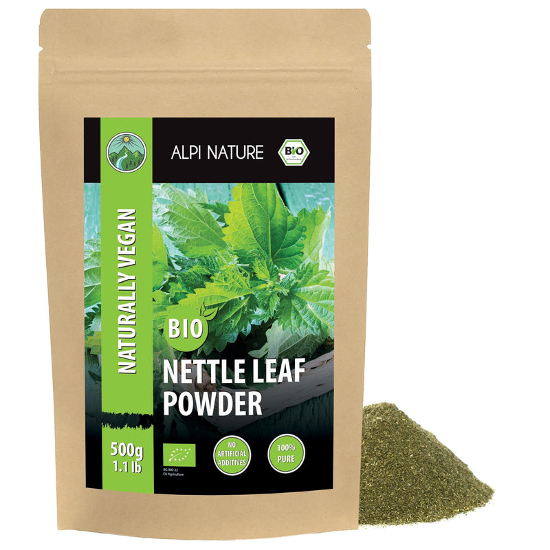 Alpi Nature Organic Nettle Leaf Powder 500g 1.1 lb, Dried and Ground Nettle Leaves, Urtica dioica 500 g (Pack of 1)