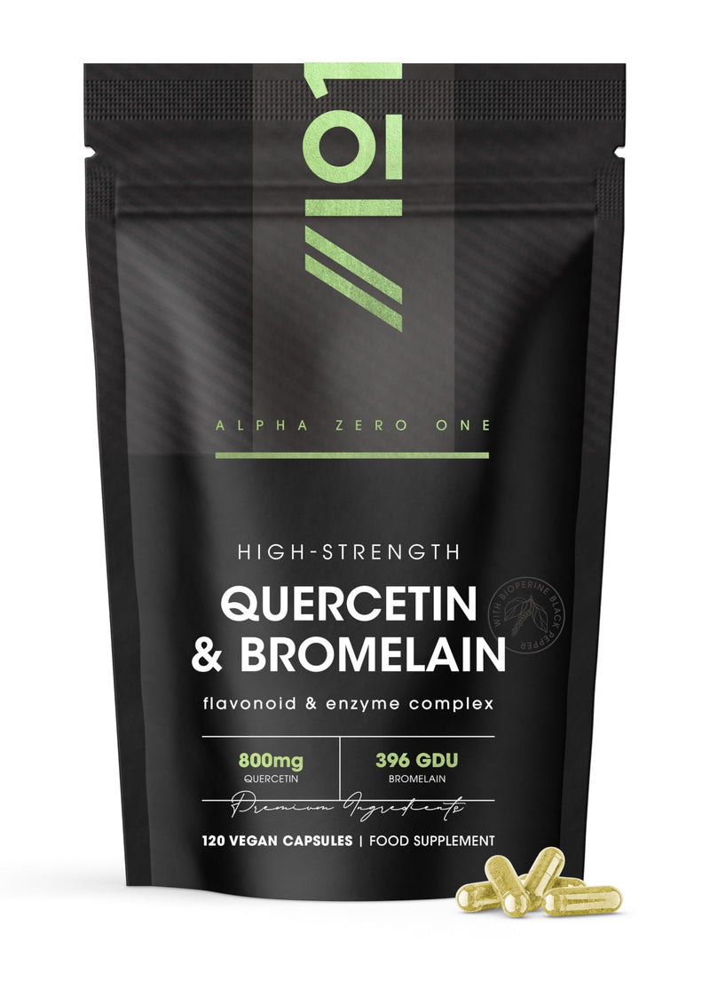 Plant-Based Quercetin 800mg & Bromelain 396 GDU with BioPerine® - 120 Vegan Capsules – Made from Sophora Japonica Extract & Pineapple – by Alpha01 1 count (Pack of 120)