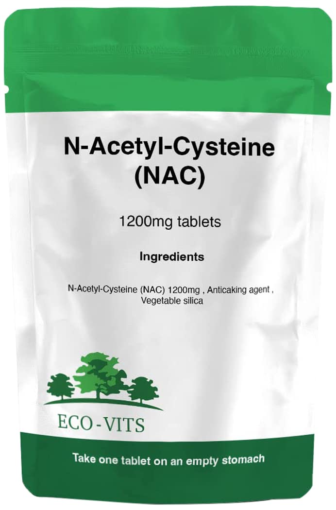 ECO-VITS N-Acetyl-CYSTEINE (NAC) (1200MG) 60 TABS. Recyclable Packaging. Sealed Pouch