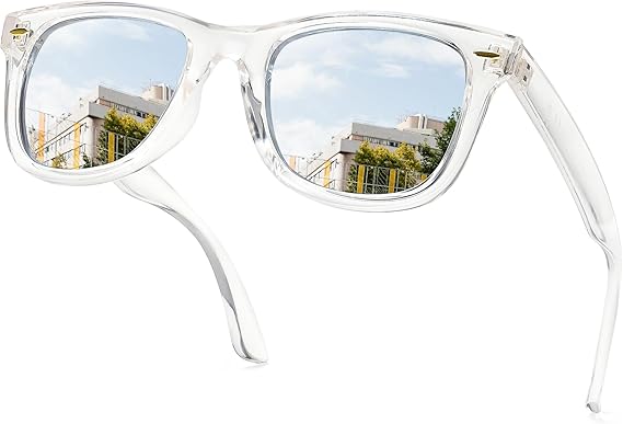 [Australia] - Myiaur Fashion Sunglasses for Women Polarized Driving Anti Glare 100% UV Protection Stylish Design Transparent Frame/Silver Mirror Polarized Lens 