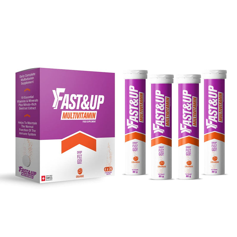 Fast&Up Multivitamin – Complete Multivitamin Supplement – All Day Energy – Saver Multipack - 80 Effervescent Tablets (4 X 20) - Supports Immune System – Orange Flavour 1 count (Pack of 80)