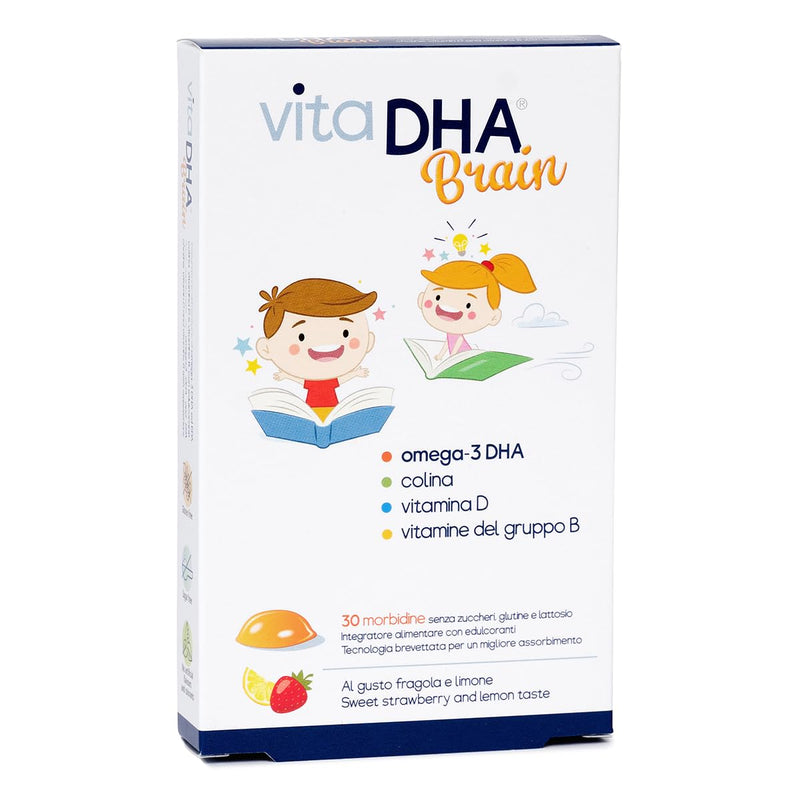 VitaDHA Brain Omega3 for Kids 3+ IFOS Certified (60 Jellies) - No Fishy Aftertaste, Sugar Free - with Vitamin D3 and B - Strawberry and Lemon Flavour