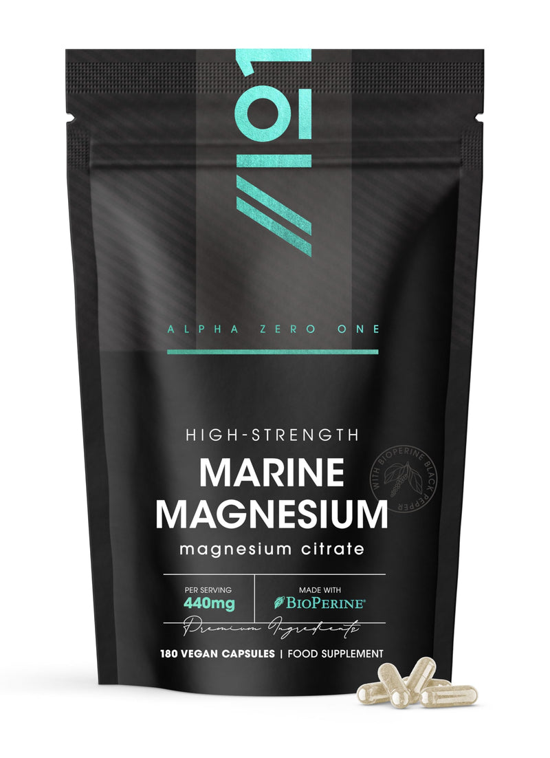 Marine Magnesium Citrate 1480mg with BioPerine® - Sourced from the Dead Sea - Providing 440mg Elemental Magnesium - Supports the Nervous System - Reduces Tiredness and Fatigue - 180 Vegan Capsules 180 count (Pack of 1)