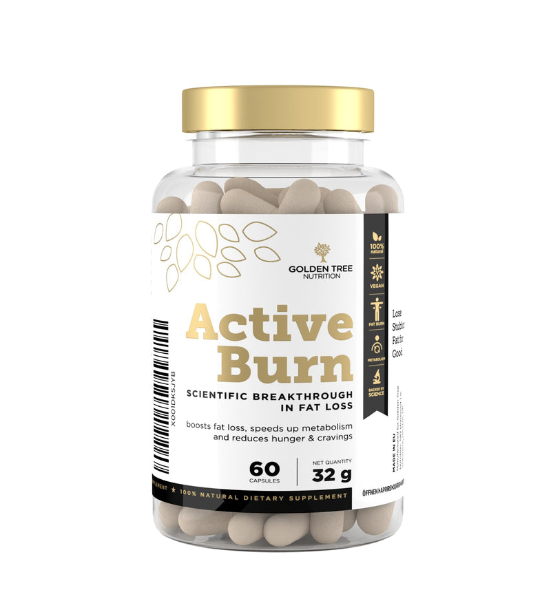 Golden Tree Active Burn − Green Tea Capsules with Vitamin C, Vitamin B6, Zinc, Chromium and Black Pepper Extract − 60 Vegetarian Capsules 60 count (Pack of 1)