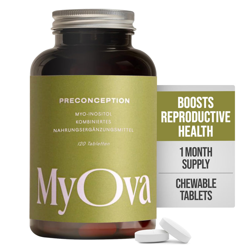 MyOva Preconception - Fertility Boosting PCOS Supplement - 30-Day Supply - 2000mg Myo-Inositol & 400ug Folate for PCOS Support - Prenatal Vitamins for Women, Inositol Tablets – UK Manufactured
