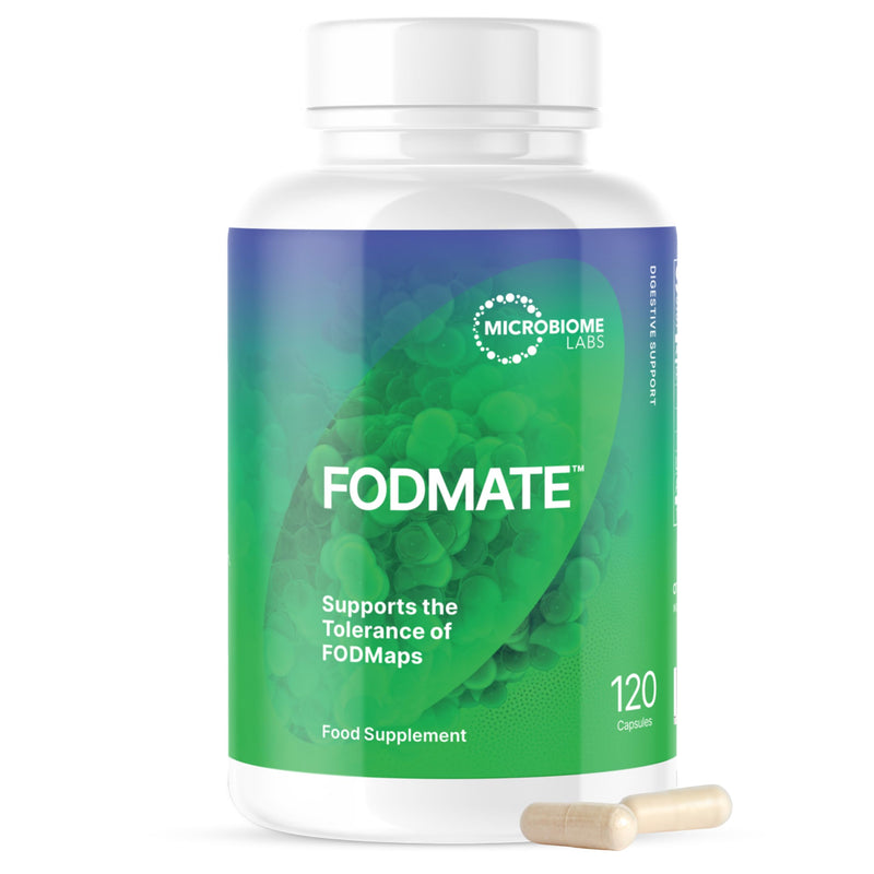 Microbiome Labs FODMATE – Digestive Enzymes for Low FODMAP Protocols & Gut Health, High Strength Enzyme Complex for Bloating, Digestion Support with Lactase & Alpha-Galactosidase (120 Vegan Capsules)