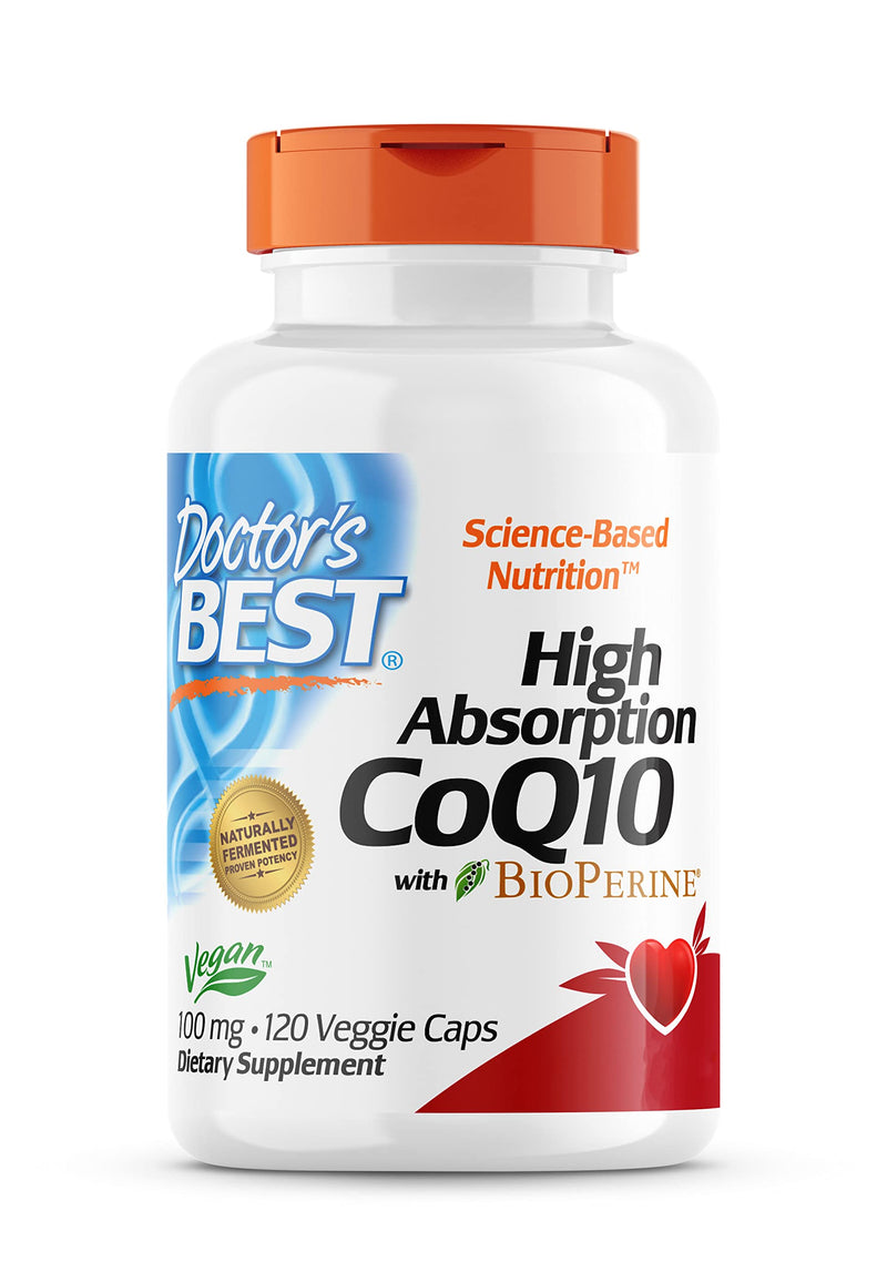 Doctor's Best, High Absorption CoQ10 with BioPerine, 100 mg, 120 Vegan Capsules, Vegetable, Coenzyme Q10, Laboratory-Tested, Gluten-Free, Non-GMO 120 Capsules