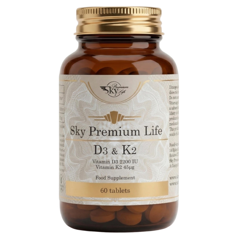 Sky Premium Life Vitamin D3 2200 IU (55µg) with Vitamin K2 MK7 (45µg) – Immune System, Bones, Teeth & Muscle Support – 1-A-Day Easy Swallow Tablets – 60 Tablets (2 Month Supply) – Halal & GMP Quality 60 count (Pack of 1)