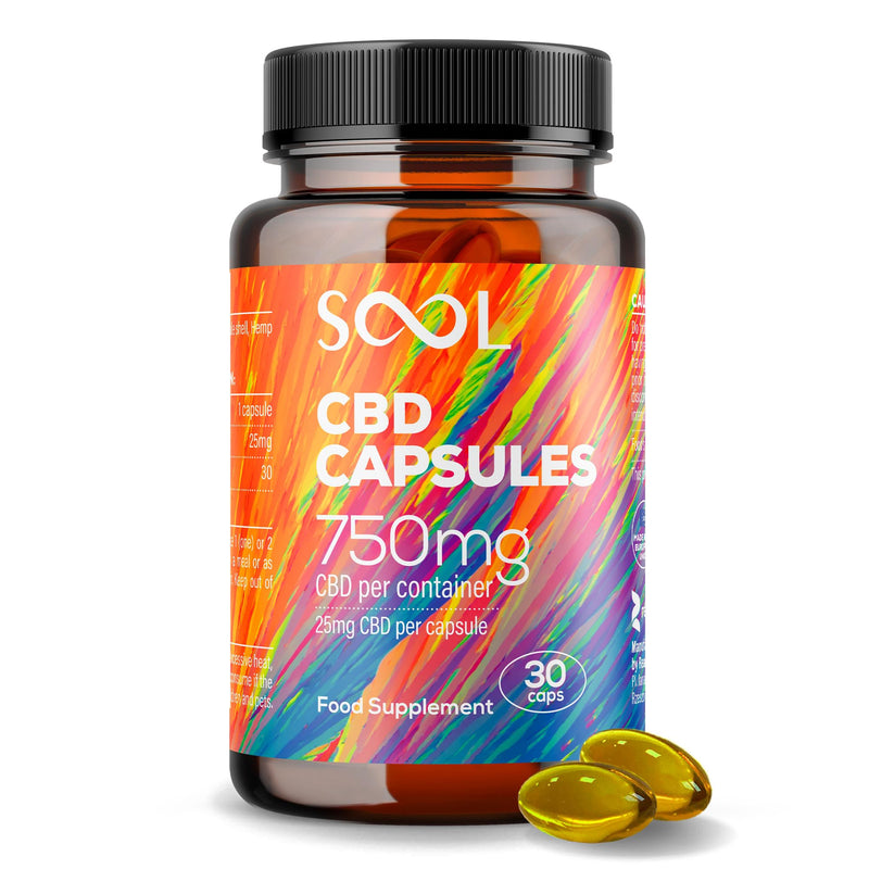 SOOL CBD Capsules 750mg 30pcs | 25mg CBD Per Gel Soft Capsule | Broad Spectrum CBD Oil Capsules | Blended with Hemp Oil | Relax - Recover - Revive 30 count (Pack of 1)