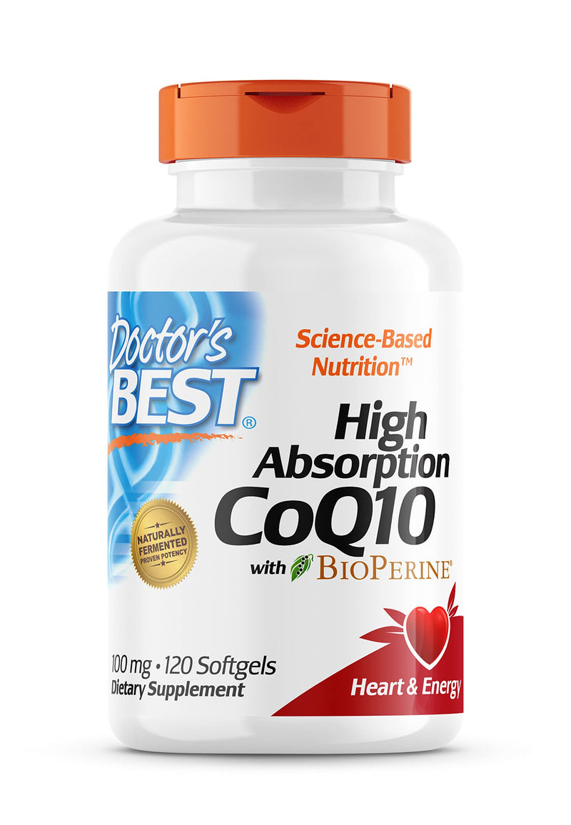 Doctor's Best, High Absorption CoQ10 with BioPerine, 100 mg, 120 Soft Capsules, Vegetable, Coenzyme Q10, Gluten Free, Non-GMO 120 Capsules