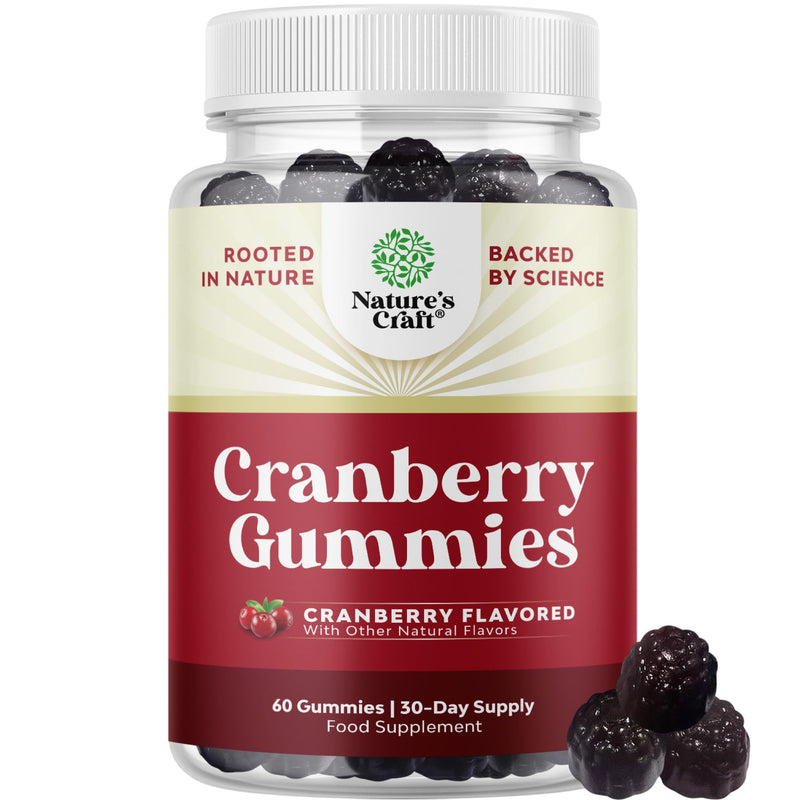 Natural Cranberry Gummies for Women and Men - Extra Strength Delicious Antioxidant Cranberry Chews for Urinary Tract Health Kidney Support Bladder & Immune Health - Vegan Gluten & Gelatin Free