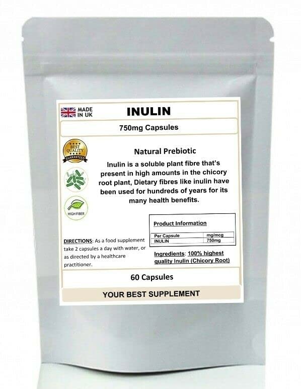 Inulin Capsules Natural Prebiotic Pure no additives (High Grade) 120