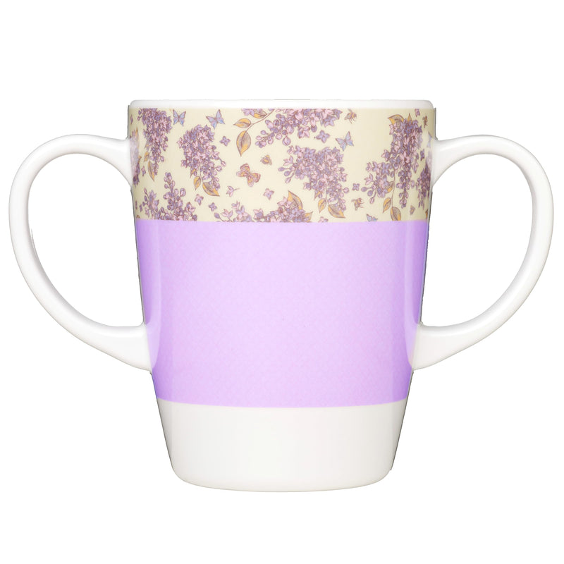 Two Handled Melamine Mug – Lightweight 126g, 400ml/14oz Capacity – Daily Living Mobility Aid for Elderly, Dementia, Tremors, Arthritis, & Weak Grip (Lilac) Lilac