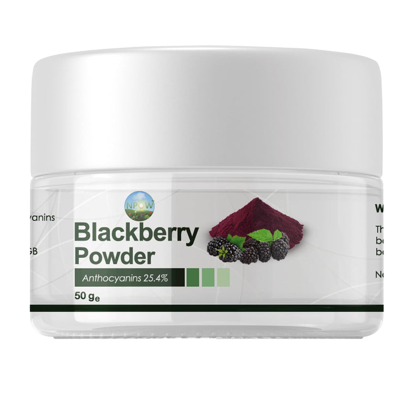 Natural Superfood Powder, Organic Blackberry Powder, 100% Natural Blackberry Extract Powder, Non GMO Blackberry Powder, Plant Based, Antioxidant Powder, Measuring Spoon, Powder Tea, Scoop - 50g