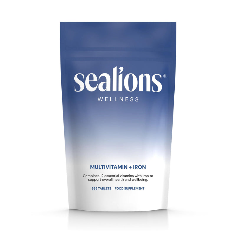 Sealions Multivitamin + Iron | 365 High Strength Vegetarian Tablets | Immunity Support, Energy Production & Reduce Tiredness | Up to 1 Year Supply