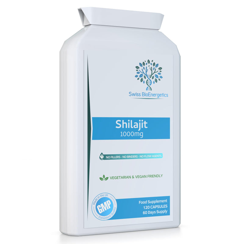 Shilajit 1000mg – containing Natural Fulvic Acid - 100% Pure Extract; No fillers, No Binders, No Flow Agents – Manufactured and Tested in the UK - Suitable for Vegetarians and Vegans