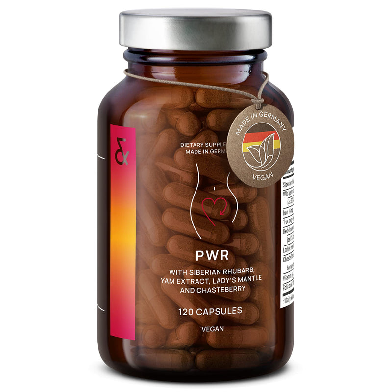 CLAV N°22 Power for Women with Wild Yam, Maca, Vitex Agnus-Castus & Siberian Rhubarb + Iron, B12 & Folic Acid - 120 Vegan Capsules - 60 Days Supply - Vegan