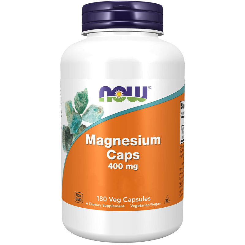 Now Foods, Magnesium Caps, 400mg, 180 Vegan Capsules, Minerals, Gluten Free, SOYA Free, Vegetarian