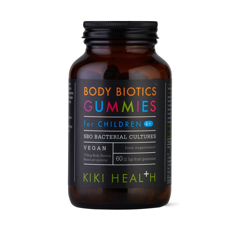 KIKI Health - Body Biotics Gummies for Children 4+, Blend of 8 Bacterial Cultures, SBO & Live Cultures, Probiotics for Kids - Made with Real Fruit, Delicious Taste - 60 Gummies Fruit,Strawberry,Banana 1 count (Pack of 1)