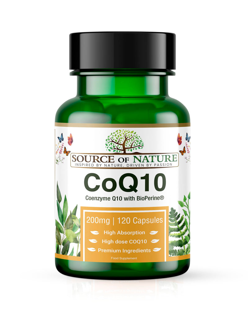 Source of Nature® Coenzyme Q10 200mg - 120 Vegan Capsules (4-Month Supply) | Naturally Fermented Bioidentical Ubiquinone | High Strength & 99% Pure | with BioPerine® Black Pepper Extract