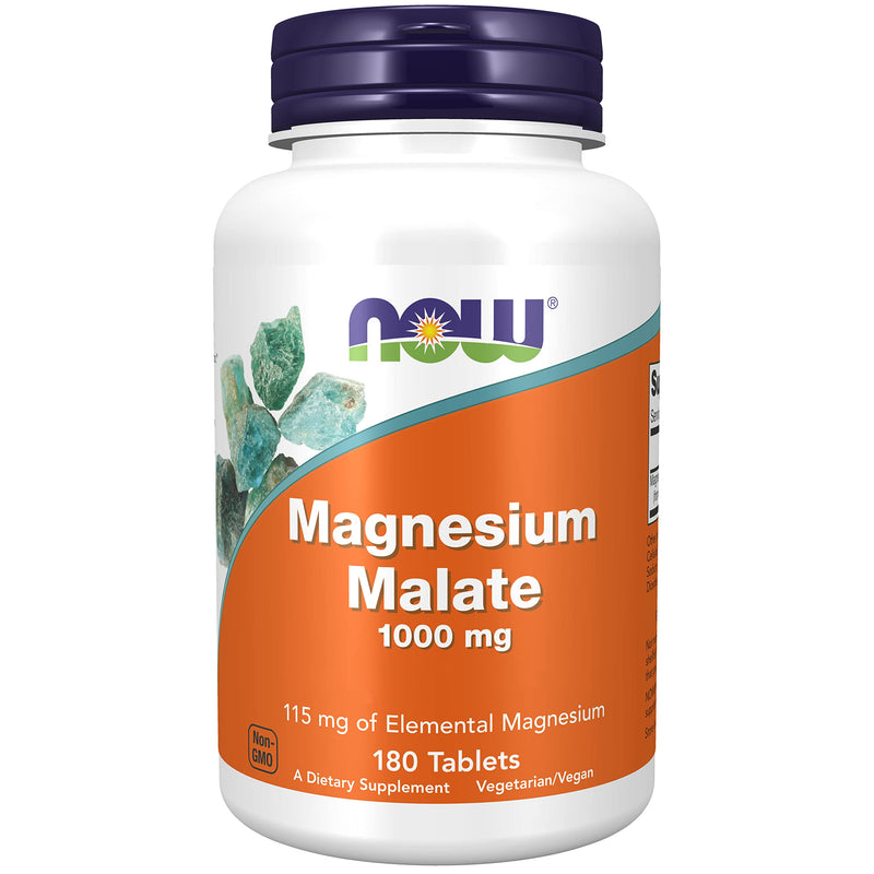 Now Foods, Magnesium Malate, 1,000mg, 180 Vegan Tablets, Lab-Tested, Gluten Free, Soy Free, Vegetarian