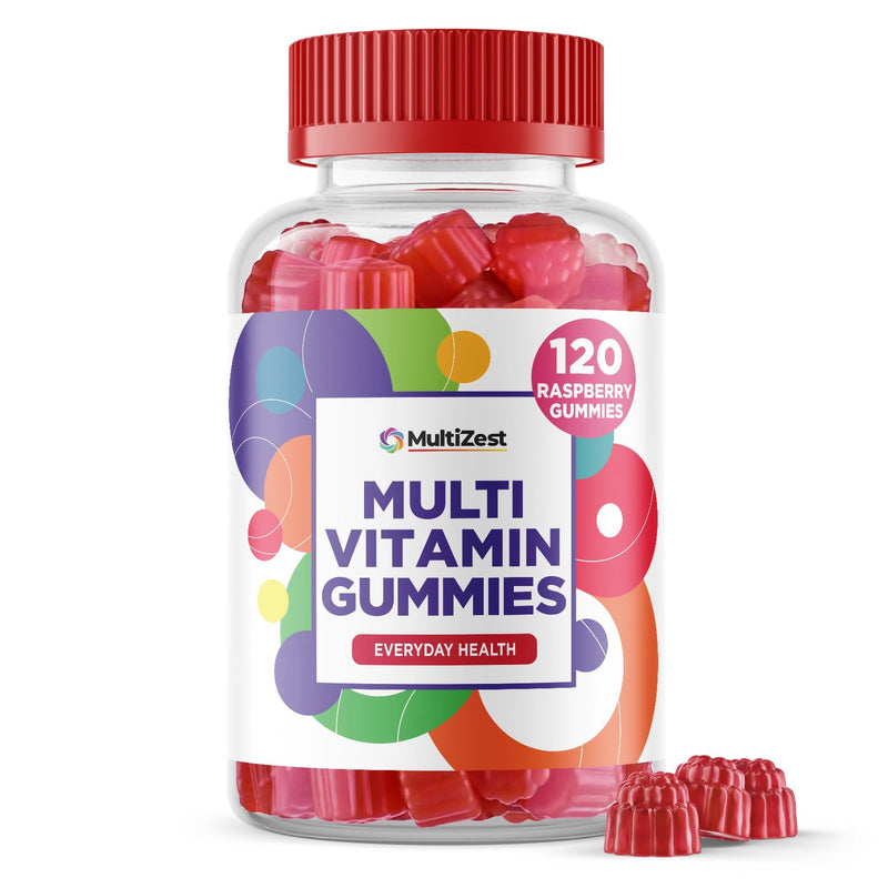 Multivitamin Gummies 120 | 4 Months Supply| One a Day | Raspberry Flavour Gummies for Adults with 11 Vitamins and Minerals| The Highest Strenght Supplement| Vitamins A, B, C, D E 120 count (Pack of 1)