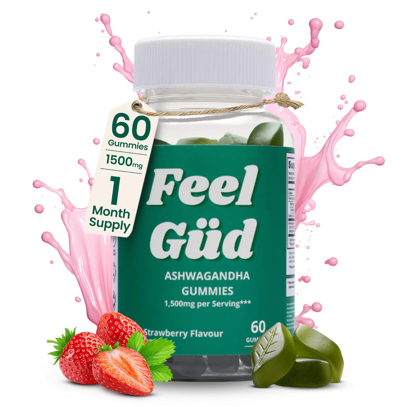 Ashwagandha Root Extract Gummies, 1500mg High-Strength Adaptogen Blend, 60 Strawberry Flavoured Gummies, Supporting Stress Relief, Mood, Hormone Balance & Natural Vitality. Ashwagandha