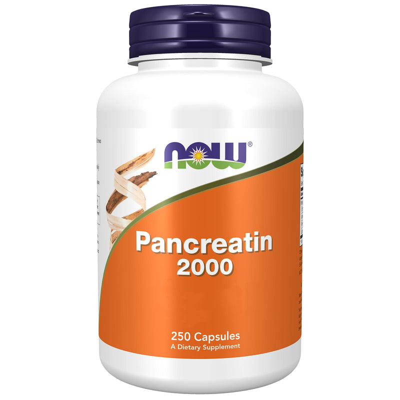 Now Foods, Pancreatin 2000, 200mg, 250 Capsules, Enzyme Blend, Gluten Free, SOYA Free, Non-GMO