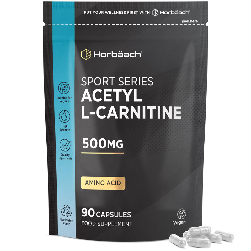 Acetyl L-Carnitine 500mg | 90 Vegan Capsules | High Strength ALCAR Supplement | Amino Acid | By Horbaach