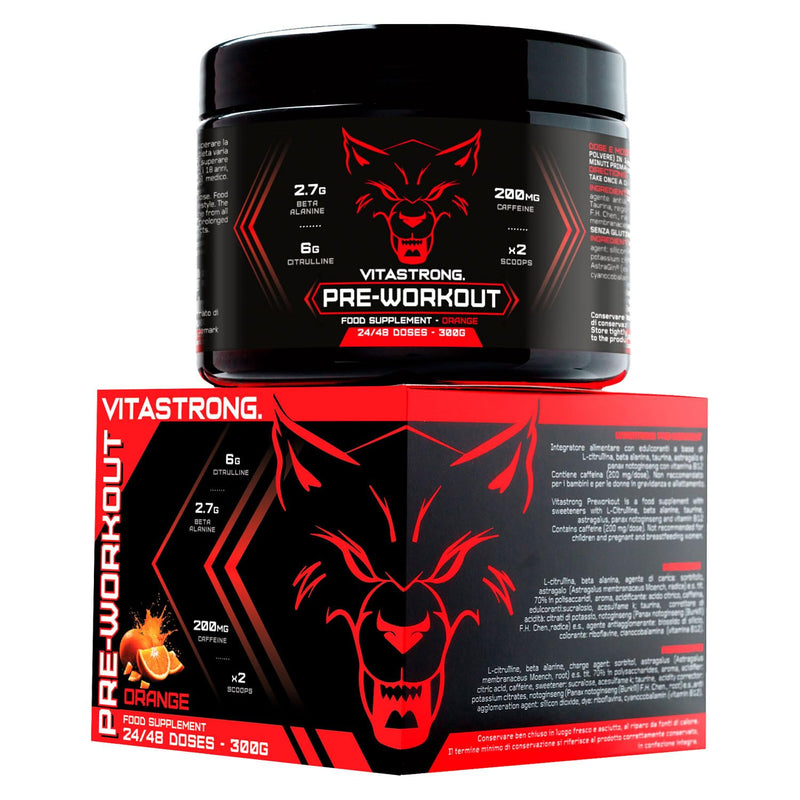 Pre Workout Powder 300g, Complex with Vitamin B12, L Citrulline, Beta Alanine, Caffeine, Taurine, AstraGin, Panax Notoginseng, Alternative to Pre Workout Gummies (24 Servings (Pack of 1), Orange) 24 Servings (Pack of 1)