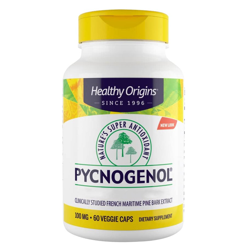 Healthy Origins, Pycnogenol, 100mg, Pine Bark Extract with Procyanidins, 60 Vegan Capsules, SOYA Free, Gluten Free, Vegetarian, Non GMO 60 Capsules
