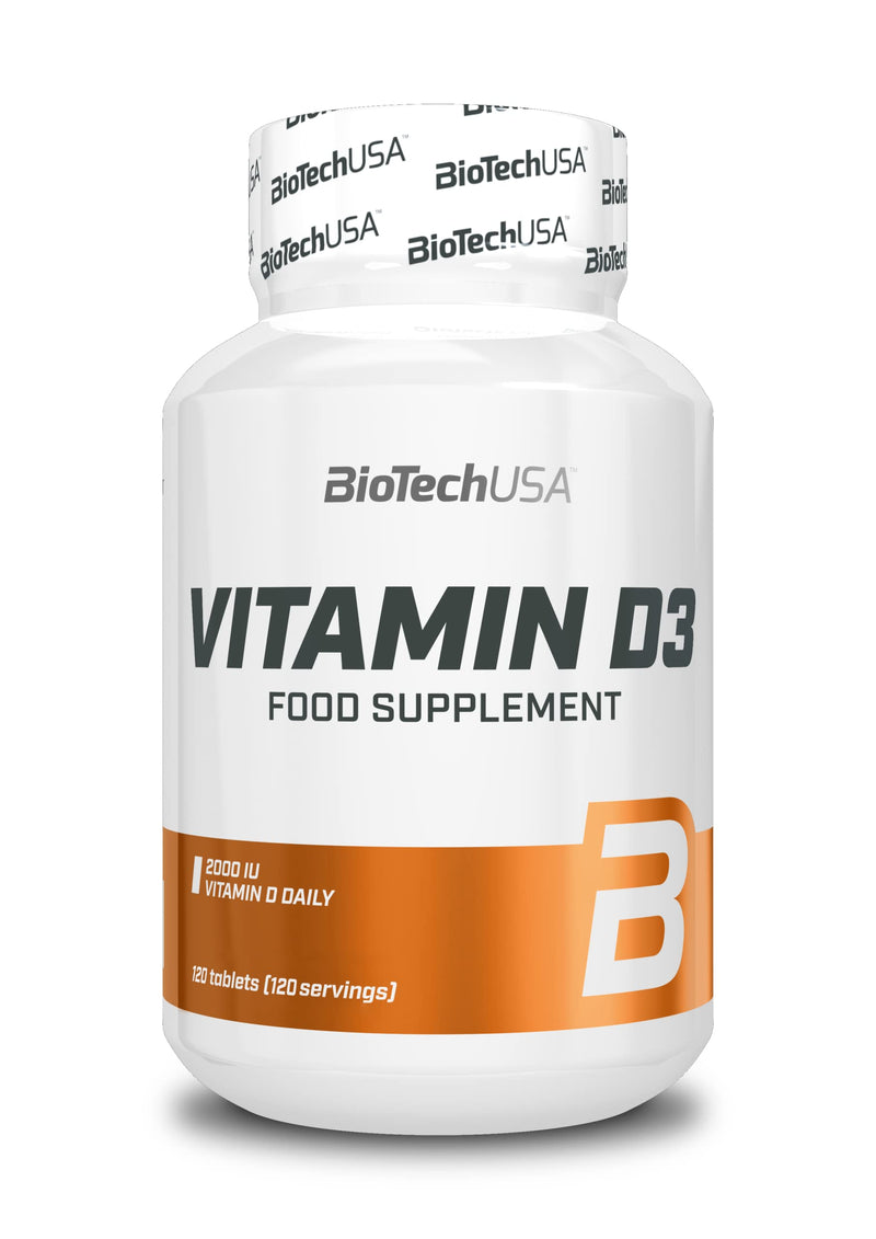 BioTechUSA Vitamin D3 Tablets | 2000 IU | for Strong Bones, Immunity & Muscle Function | Easy-to-Take Supplement | 120 Tablets White 120 count (Pack of 1)