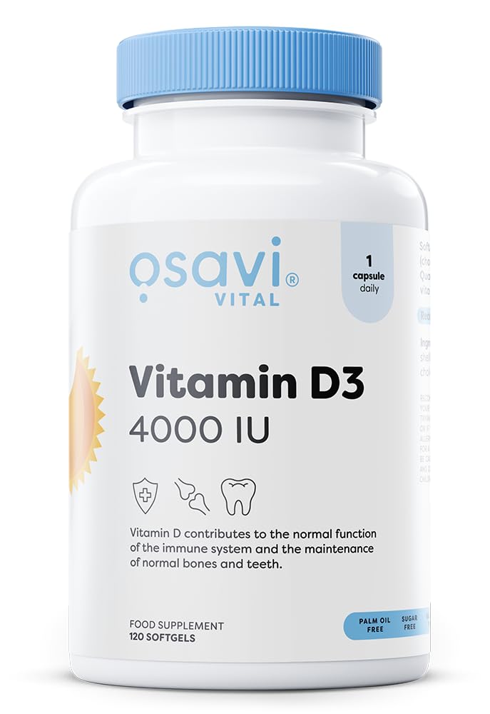 Osavi Vitamin D3 4000 IU – 120 Softgels | Supports Immune Function | Bone Health | Muscle Function and Calcium Absorption | Contains Quali®–D | Derived from Natural Lanolin and MCT Oil from Coconut 120 count (Pack of 1)