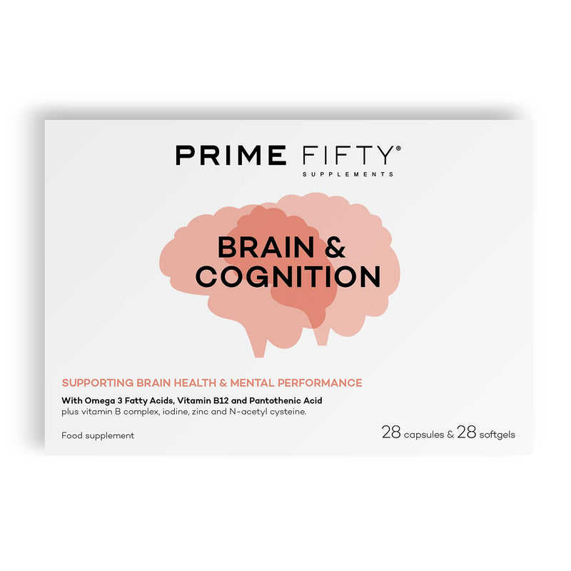 Prime Fifty Brain & Cognition Supplements – 28 Day Supply – Brain Energy & Focus Supplement with Omega 3 Fatty Acids & Vitamin B12 – Omega 3 Capsules