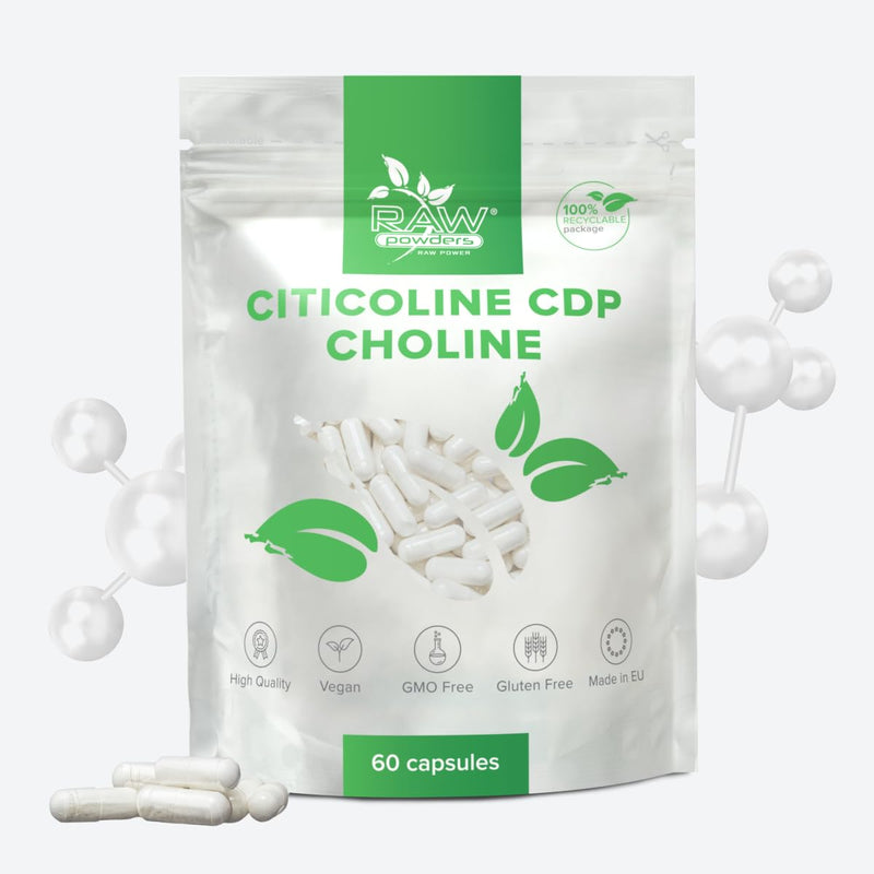 Citicoline CDP-Choline 250mg Capsules, 60 Capsules – Cognitive Function & Mental Performance Support – Vegan, GMO & Gluten Free – Raw Powders