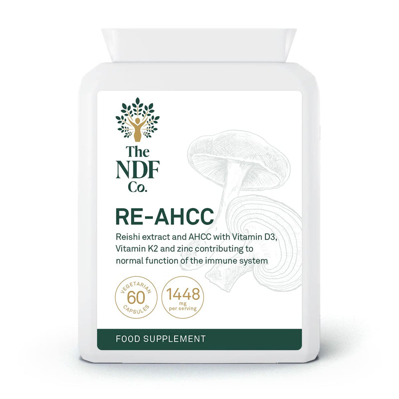 RE-AHCC - 5 in 1 Supplement with Reishi Extract, AHCC, Zinc, Vitamin D and K, 60 Count (Pack of 1)