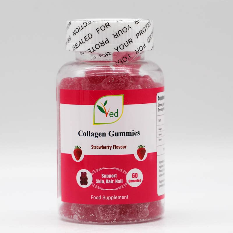Ved Collagen Gummie Chew Gummies Strawberry Flavour, Raw Unfiltered Collagen Gummies with Vitamin C, Vitamin E, Health Supplement for Men and Women- 60 Chews 30 Days’ Supply