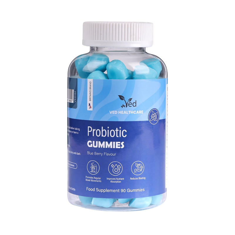 Vegan Probiotic Gummies with Prebiotics, Blueberry Flavour, 2 Gummies Daily (90 Count), 45 Days Supply, Non-GMO, Gluten Free, Vegetarian & Gut Health Supplement
