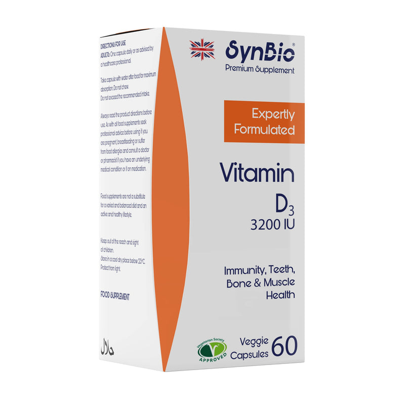 Premium - Vitamin D 3200 IU Capsules | Vegetarian Society Approved - SOYA Free - Dairy Free - Peanut/Nut Free - Kosher - Halal - Gelatin Free - Gluten Free