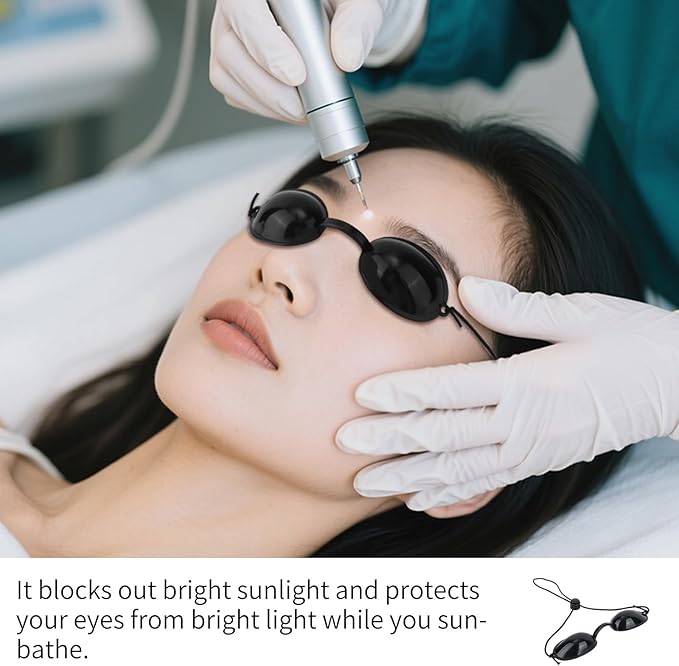 [Australia] - Safety Goggles Eye Patch with Portable Box IPL Eye Patch Safety Tanning Goggles Sunbed Tanning for IPL UV Infrared Rays Therapy (Black) 